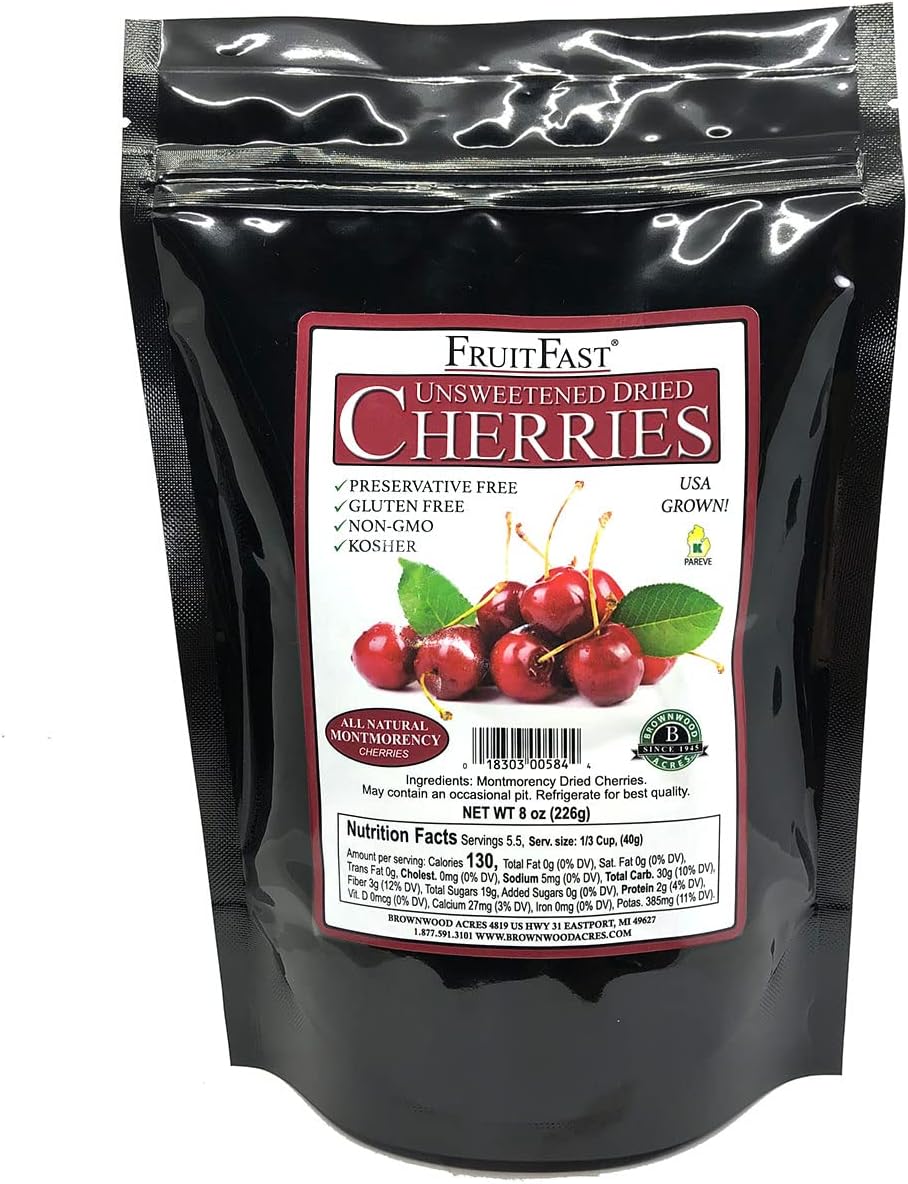 Brownwood Acres Unsweetened Dried Cherries by | Non-GMO, Gluten Free, Kosher Certified All Natural Healthy Snack Alternative - No Added Sugars (12 Pound)