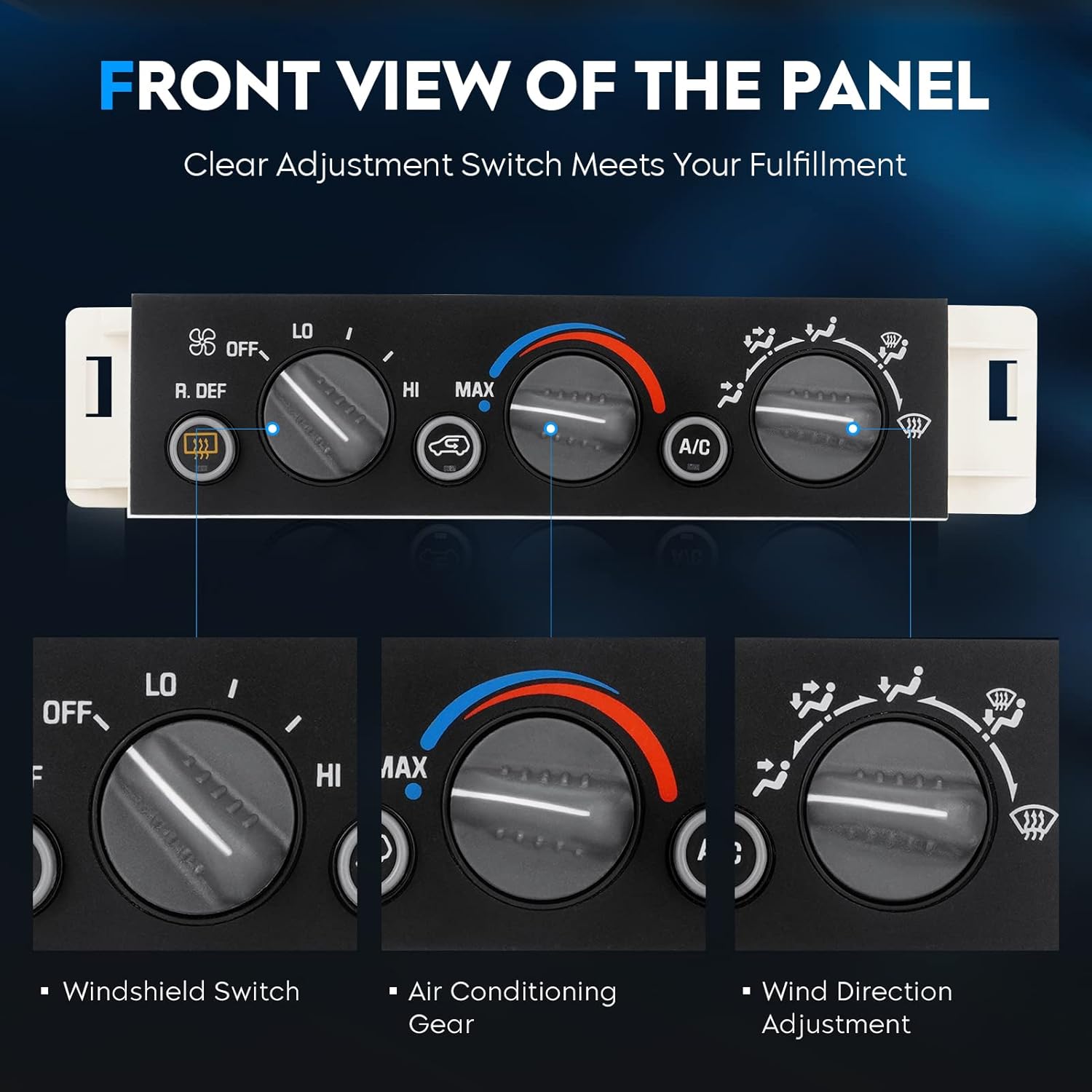 AC Heater Climate Control Module Panel w/Rear Window Defogger Switch for 1996-1999 Chevy C1500 C2500 Suburban, 1998-2000 Chevy Tahoe/GMC Yukon, 2000 Cadillac Escalade 9378805 16231165 16238885