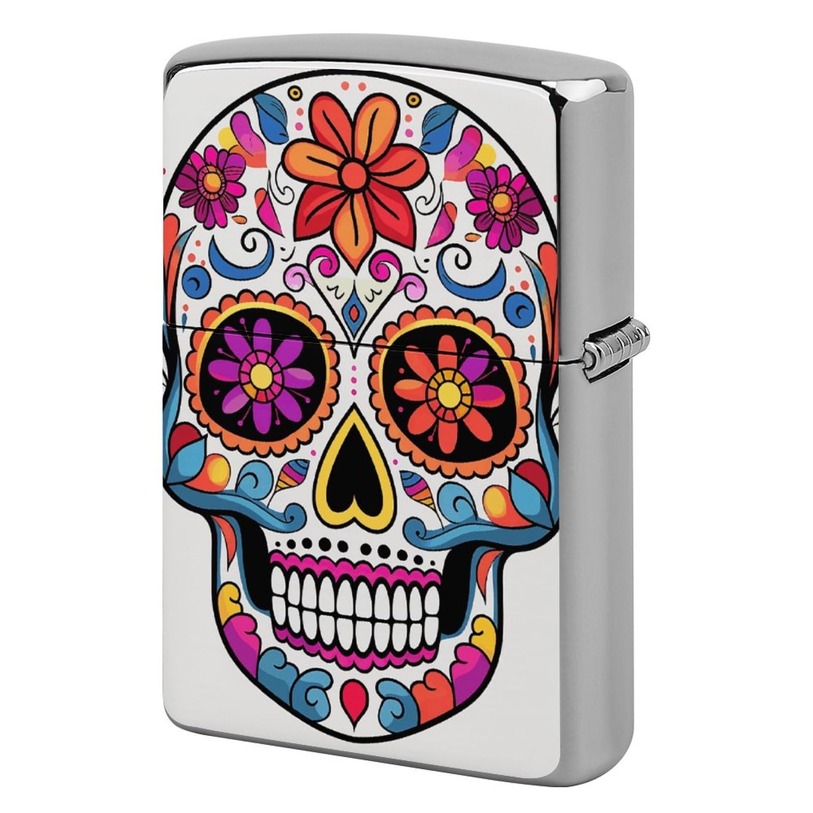 Sugar Skull Lighter Case for Men, Personalized Lighter Cover for Valentine's Day Gifts, Flip-Top Lighters Shell for Outdoor, Portable Lighters Protective Sleeve