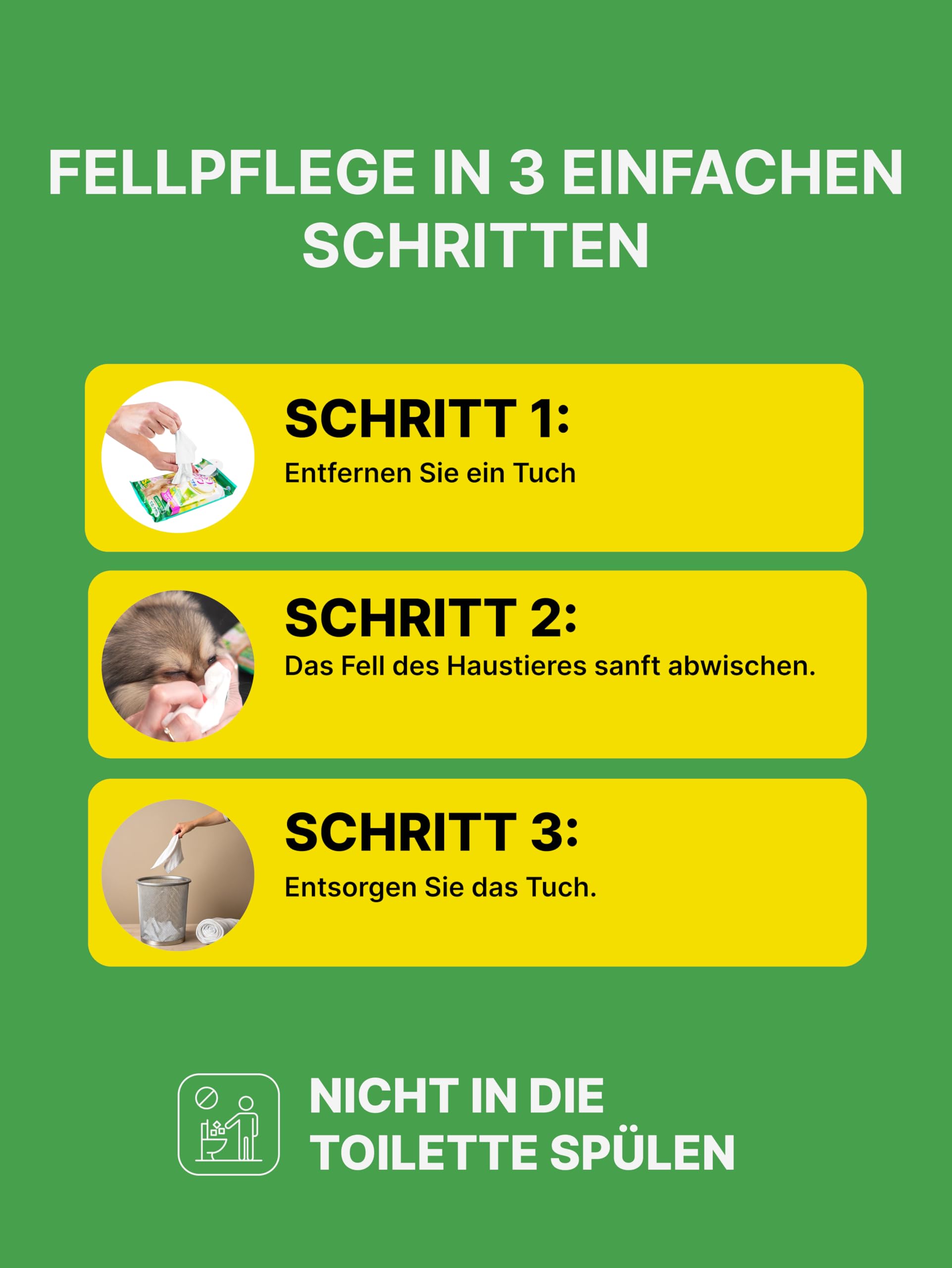 Katzenshampoo Handtuch (25 St) & Tränenflecken Wipes (35 St) & Japan Premium Katzen & Hunde Shampoo (250 ml) | Trockenshampoo Tücher, Augenpflege Finger-Pads & Feuchtigkeitsshampoo für glänzendes Fell
