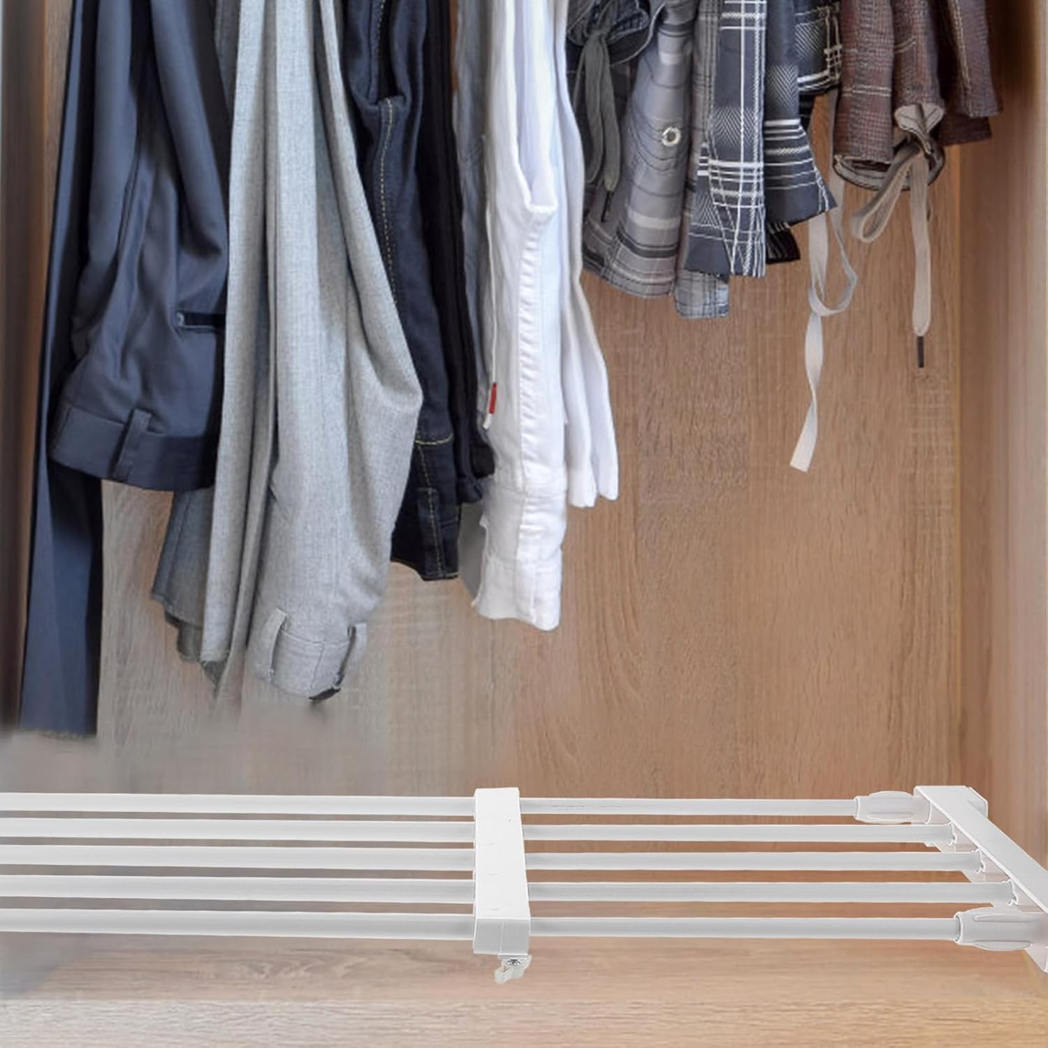 Expandable Shelf Divider 50-80cm White ABS PP for Closet Organization