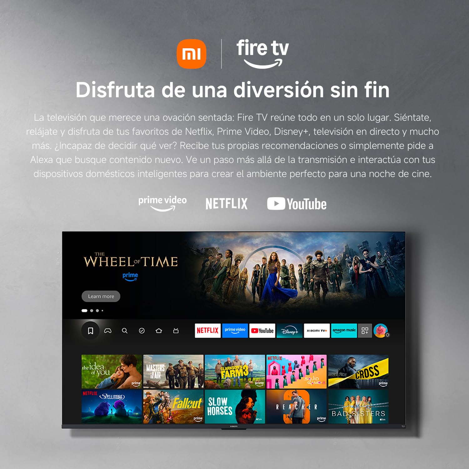 XIAOMI TV F Pro 65, 65 Pulgadas (165 cm), 4K UHD QLED, Smart TV, Fire OS8, Control por Voz Alexa, HDR10+, Modo Game Boost 120Hz, MEMC, Compatible con Apple AirPlay