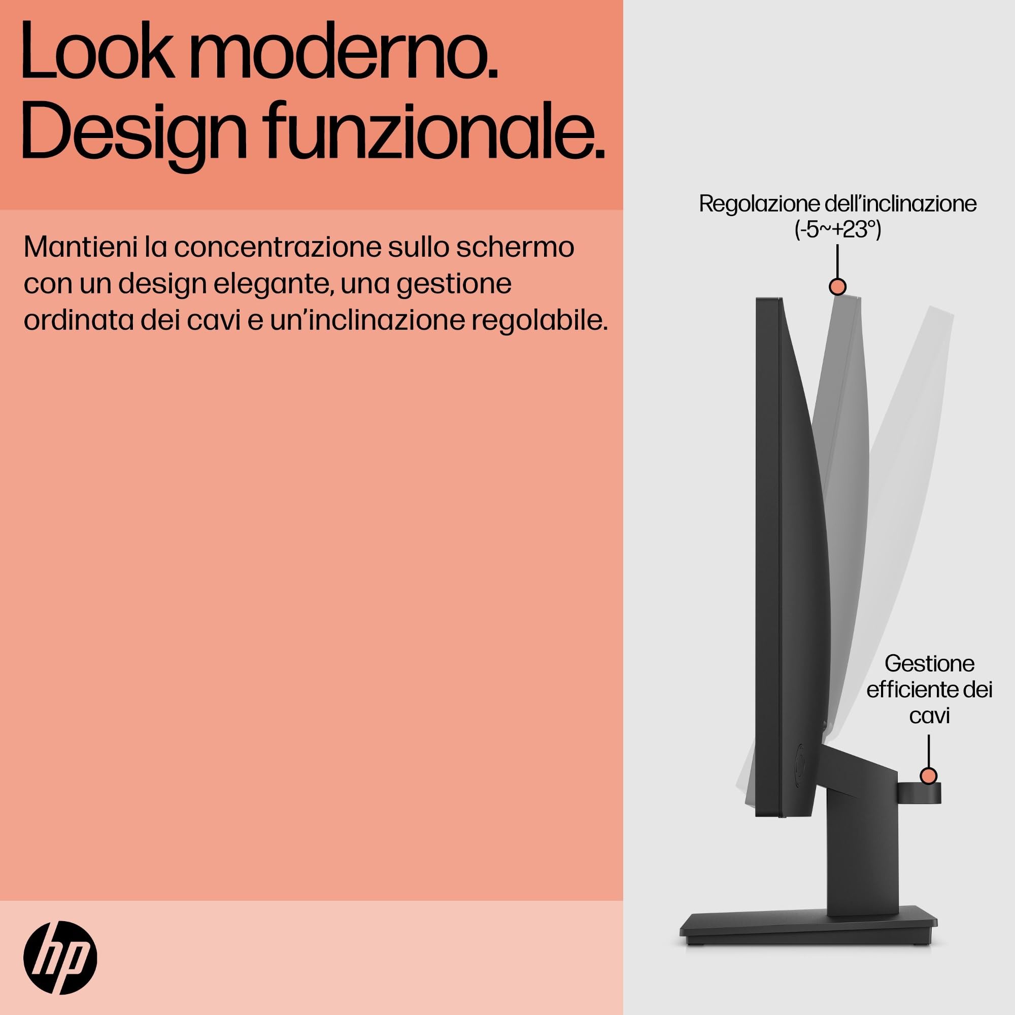 HP V22ve G5 Monitor da 22", FHD, 16:9, Antiriflesso, Pannello VA da 75Hz, Tempo di Risposta 5 ms, Reclinabile, VESA 10x10 cm, AMD FreeSync, 200 Nits, Modalità Low Blue Light, VGA, HDMI 1.4, Nero