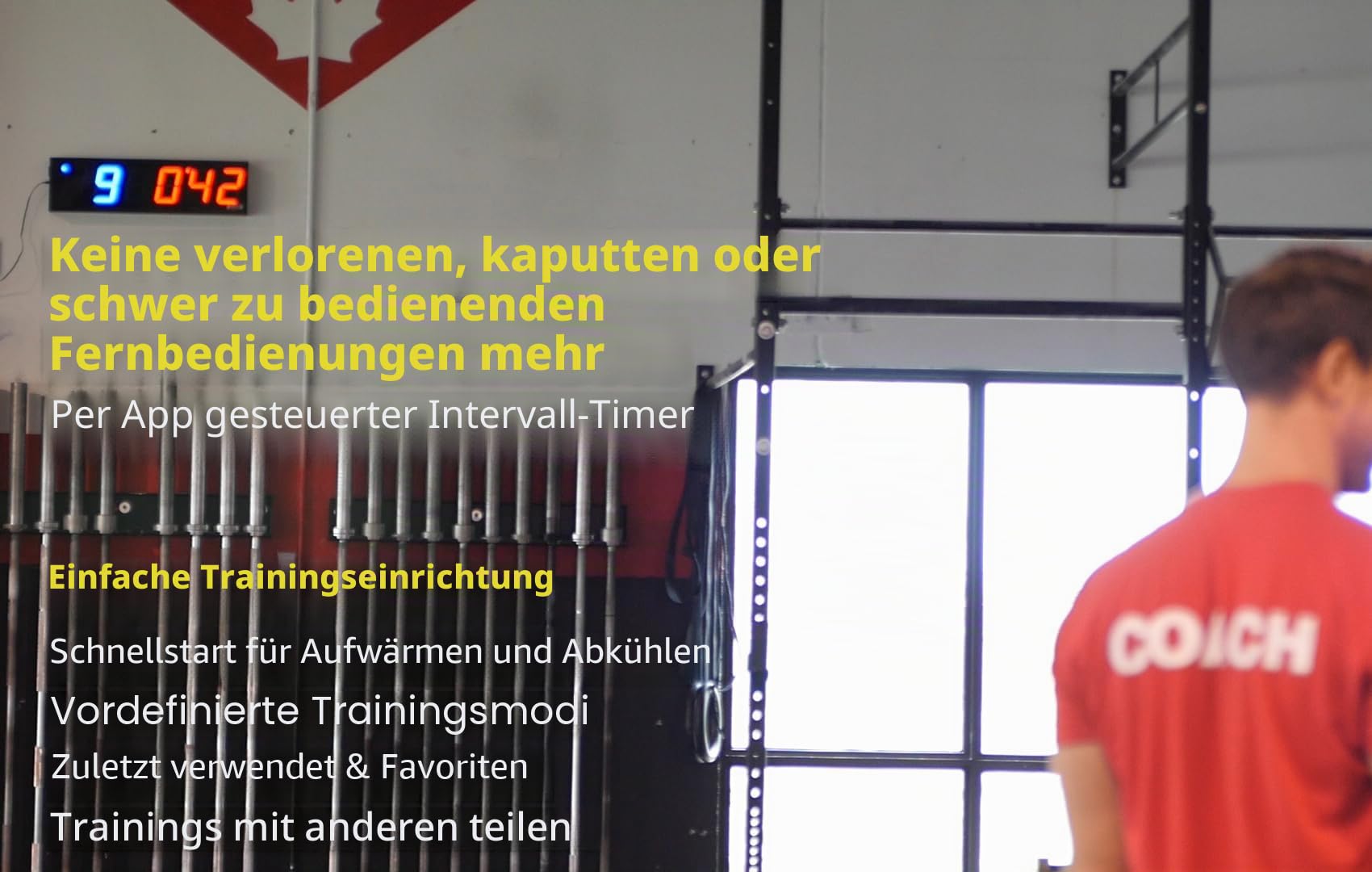 Flex Timer Wanduhr digital – Heim-Fitnessstudio Edition – Intervall Timer für Fitnesstraining im Fitnessstudio - Steuerung über die Mobile App via Bluetooth – XXL Wanduhr