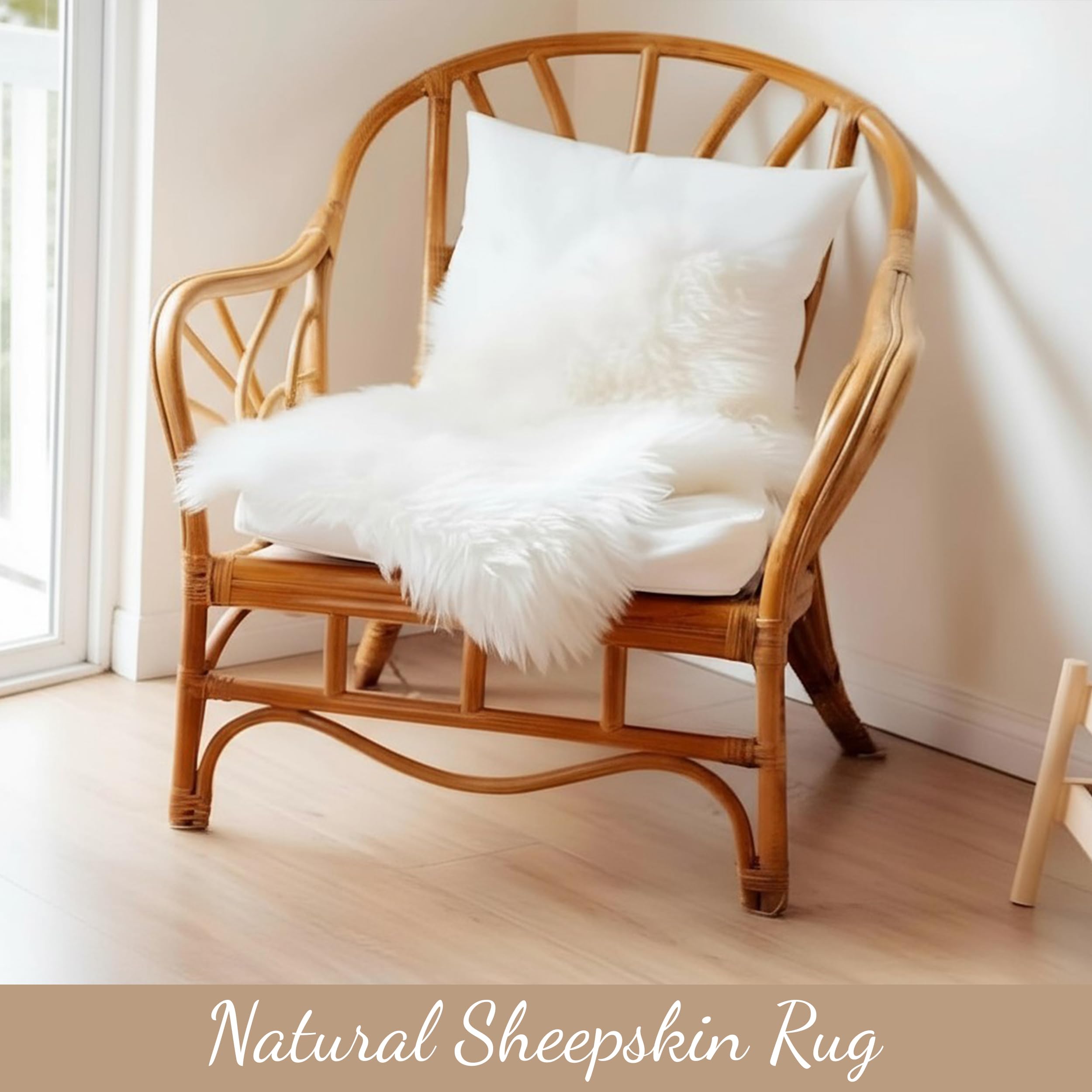 Alfombra de piel de oveja de lujo, 100% lana real natural, suave, sedosa y esponjosa. Manta para dormitorio, sofá o suelo muy cálida, transpirable y decorativa