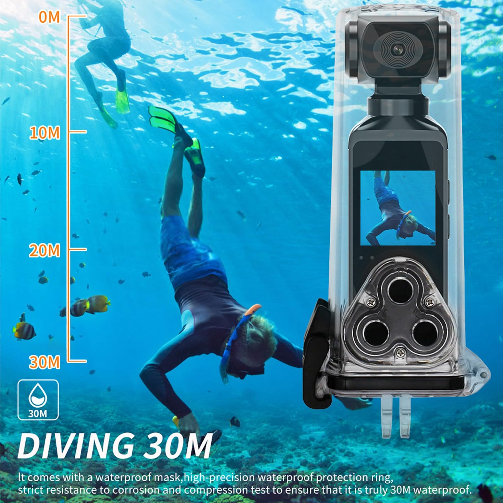 Fotocamera Tascabile 4K HD, Action Camera Impermeabile con Schermo LCD HD da 1,3 Pollici per le Riprese di Vlog di Viaggio, WIFI Integrato