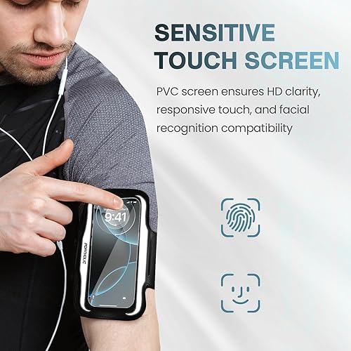 Miniatura 2 de PORTHOLIC Brazalete deportivo resistente al agua con correa de extensión, ranura para tarjetas de hasta 6.9 pulgadas para iPhone 1716151413 Plus Air
