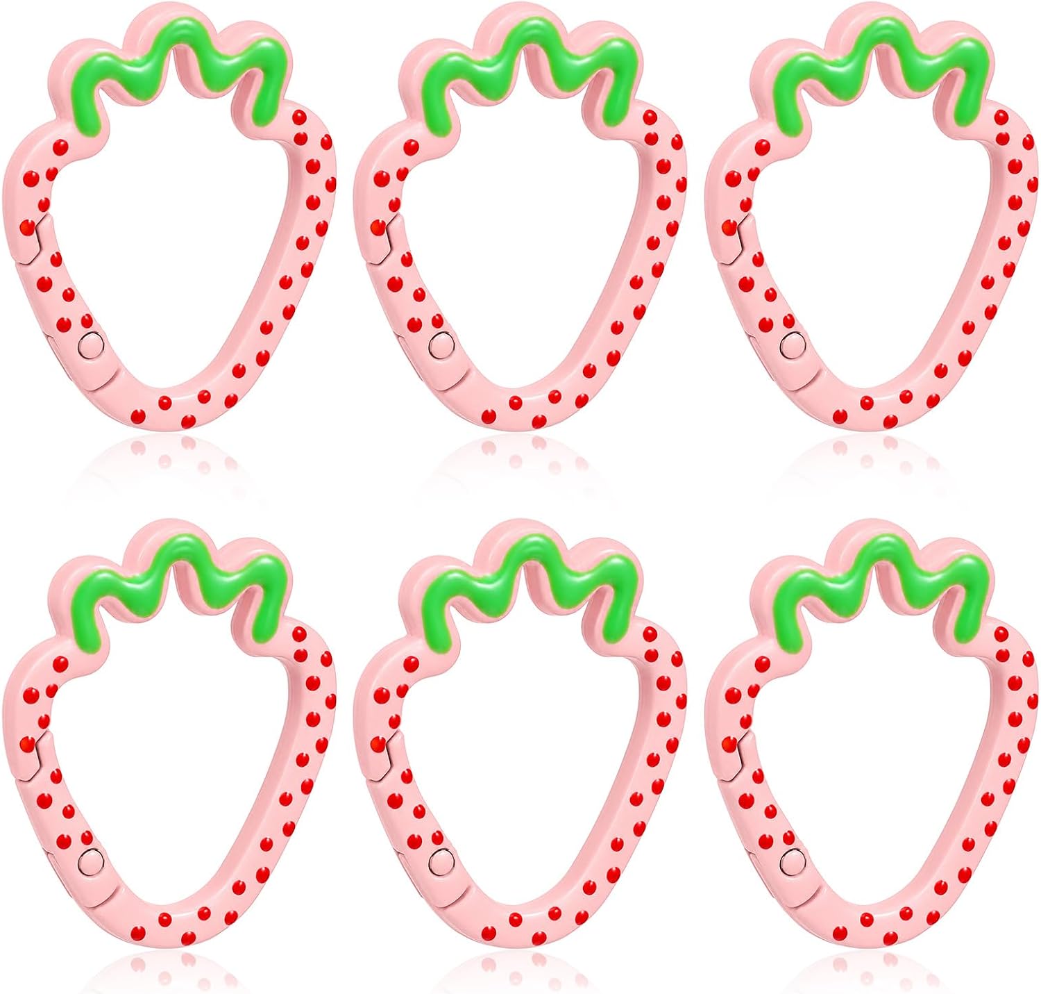 Ymapinc 6-Packs Cute Pink Strawberry Carabiner Clips