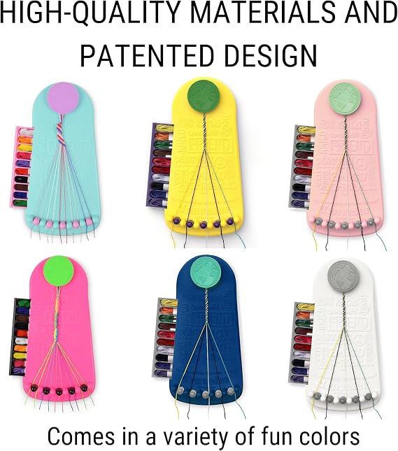 Choose Friendship Bracelet Making Kit 20 Pre-Cut Threads, Portable Loom with Storage, Makes 8 Bracelets, Craft Gift for Kids Ages 8+, Dark Blue Blueberry