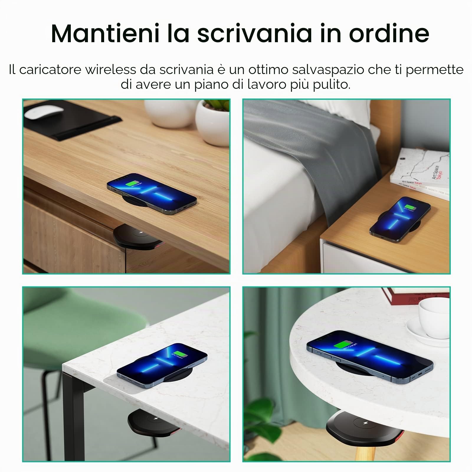 Caricabatterie wireless invisibile KPON (marrone scuro)