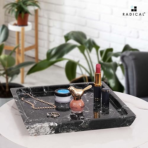 Miniatura 4 de Radicaln Bandeja de servir hecha a mano de mármol de 10 pulgadas, bandeja cuadrada de almacenamiento de cocina para accesorios del hogar, decoración