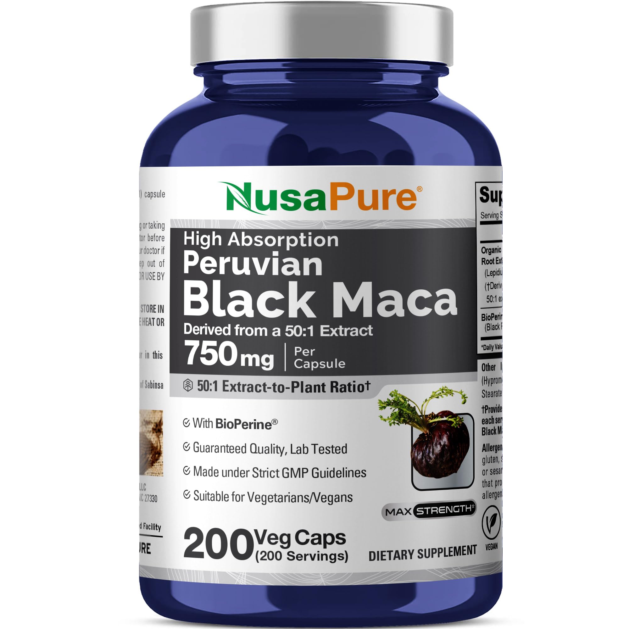 NusaPure Peruvian Black Maca Root