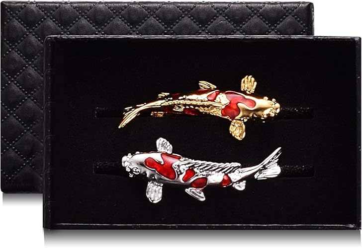 珊瑚 ネクタイピンとカフスのセット 金魚 珊瑚 ネクタイピンとカフスのセット 金魚