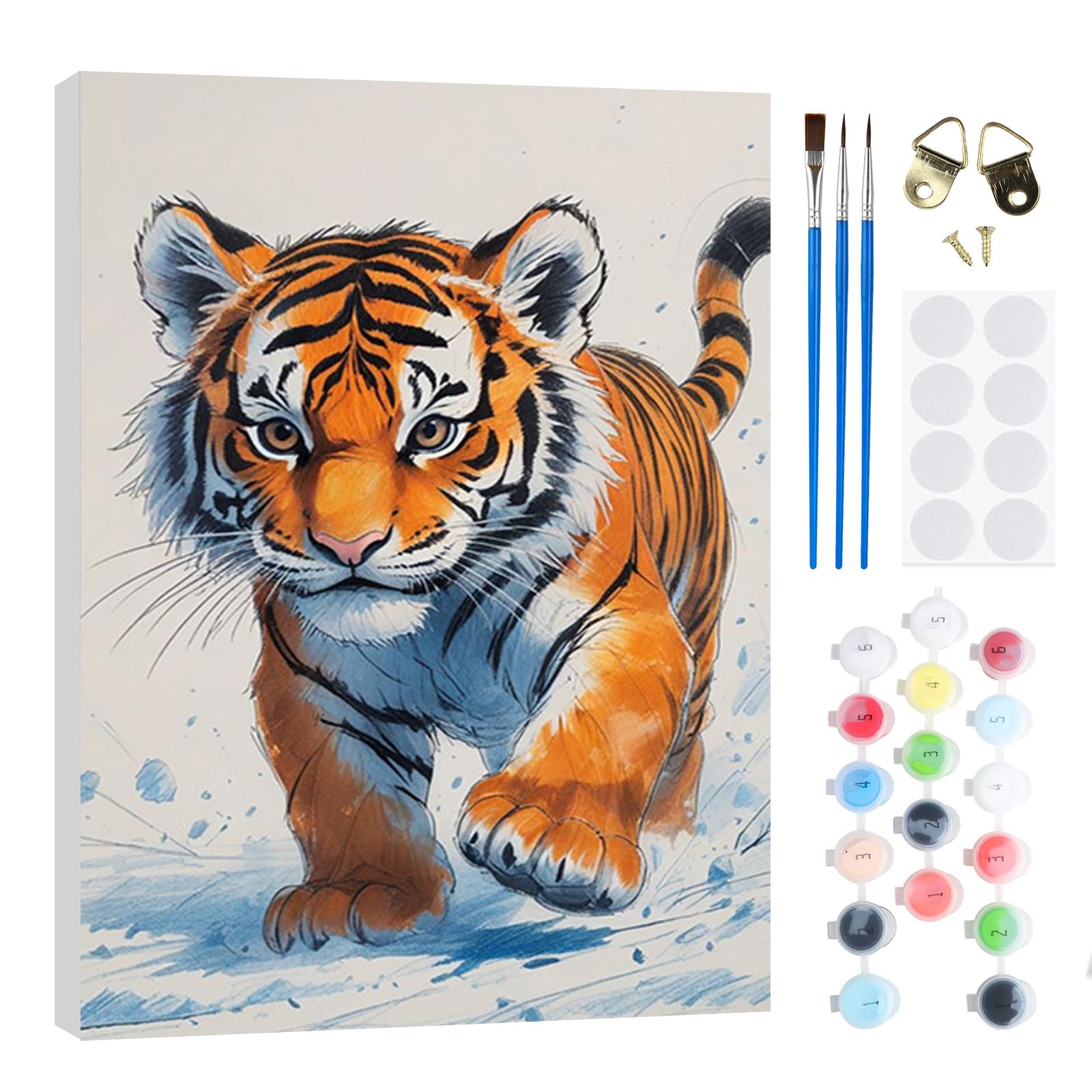 RICUVED Paint By Numbers for Adults with Framed Tiger 20x30cm