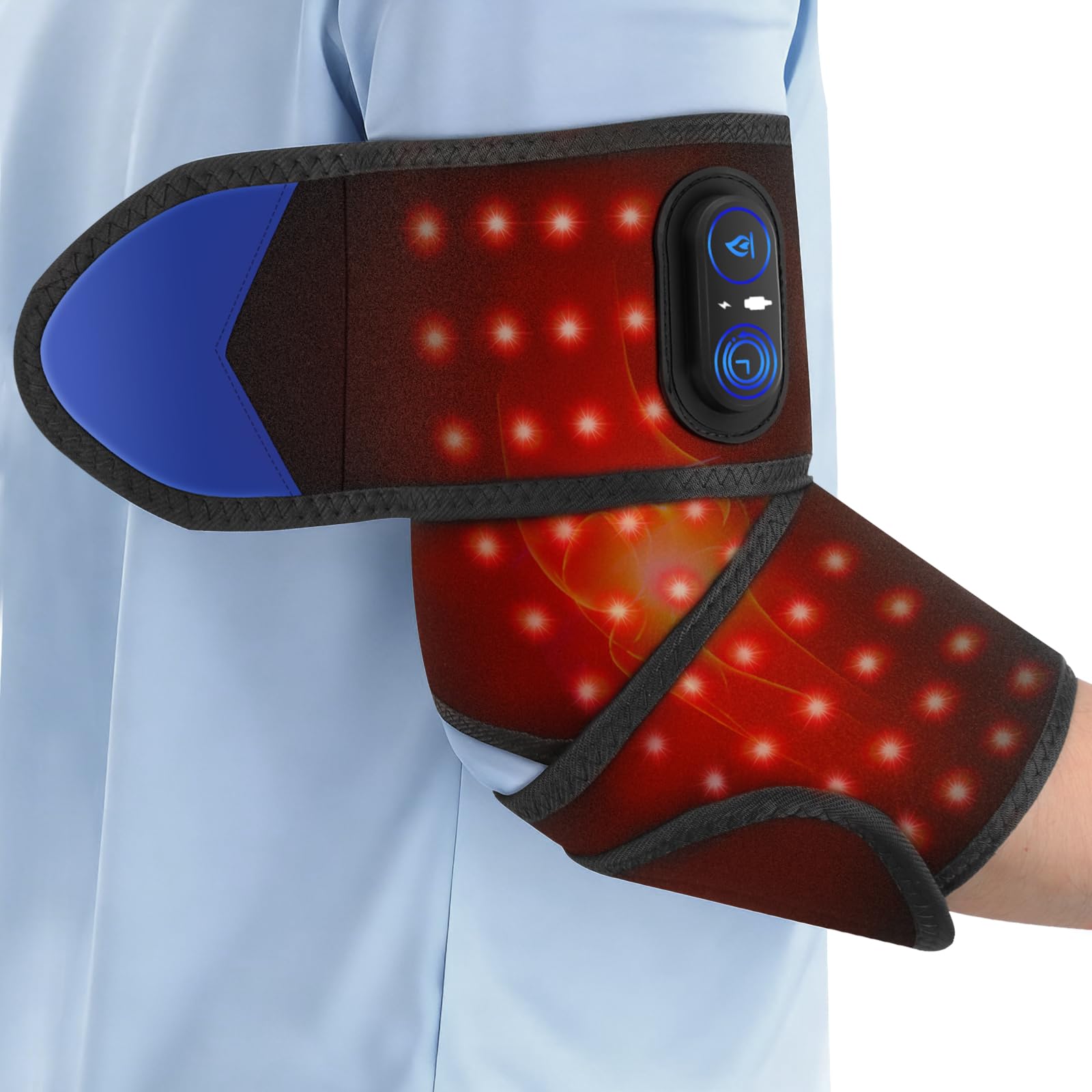 Masajeador de mano con almohadilla térmica – Luz roja, masajeador de mano inalámbrico con batería de 5000 mAh, masajeador de mano con 3 niveles de calor y 3 temporizadores, masajeador eléctrico de