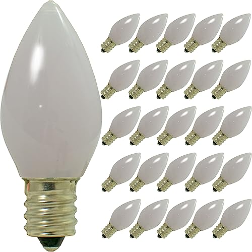 Miniatura 1 de Bombillas LED de Navidad C7 C9 estilo candelabro estable caja de repuesto de 25 (C7, blanco)