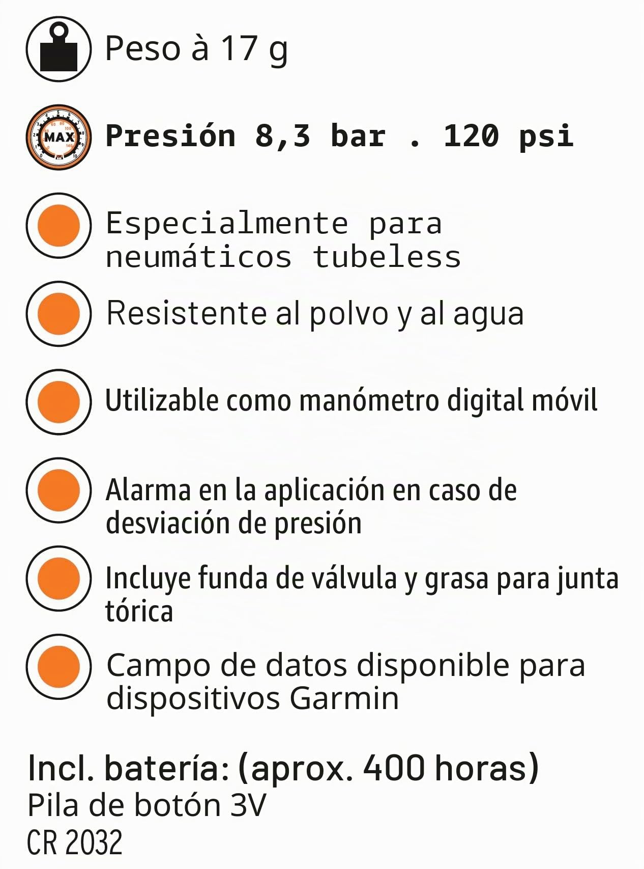 SKS GERMANY Airspy TL Set Standard 60 mm Sensor de presión de neumáticos para bicicletas (para neumáticos sin cámara, manómetro digital, resistente al polvo y al agua, alarma en la aplicación en caso