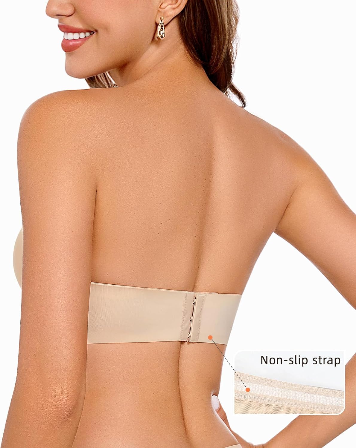 Strapless Push Up Bras for Women Deep Plunge Non Slip Padded Convertible Underwire Bra Low Cut Sexy U Shaped - Image 3