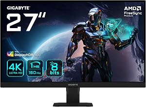 GIGABYTE GS27U 27″ Moniteur de Jeu UHD – 3840 x 2160, 160Hz, 1ms, 350 CD/m², Display HDR400, HDMI 2.1, DisplayPort 1.4