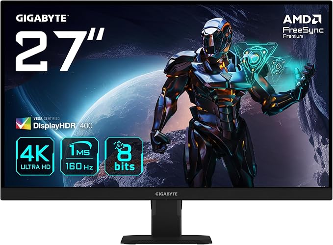 GIGABYTE GS27U 27" Moniteur de Jeu UHD - 3840 x 2160, 160Hz, 1ms, 350 CD/m², Display HDR400, HDMI 2.1, DisplayPort 1.4