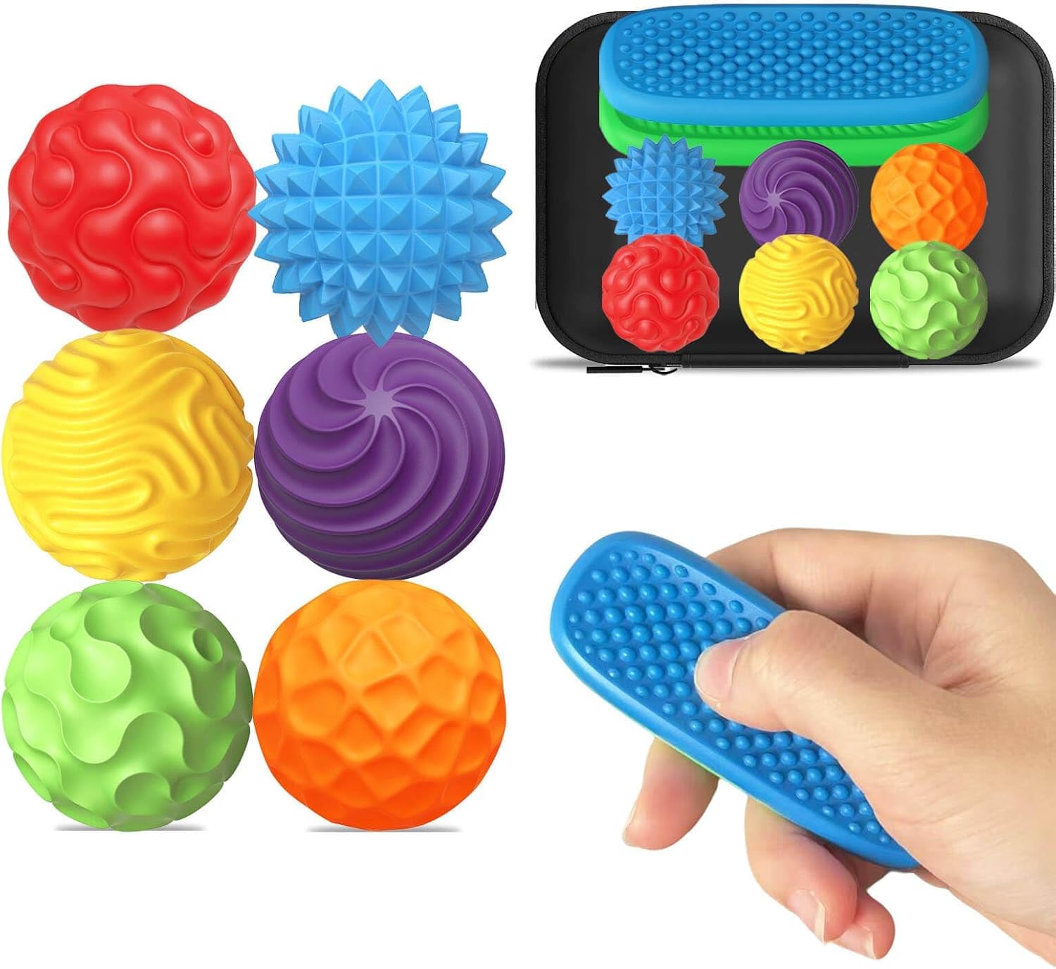 Fidget Toys Silicone Magnetic Balls & Sensory Stones, 8 PCS Stress Relief Sensory Toys for Autism ADHD Anxiety, Office Desk Toys, Stocking Stuffers for Adults Teens
