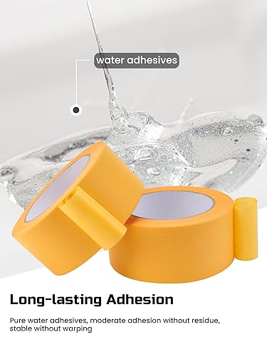 Miniatura 6 de Lichamp Paquete de 10 cintas adhesivas amarillas de 2 pulgadas, cinta Washi naranja para manualidades y artes artísticas, pintura, decoración, 1.9