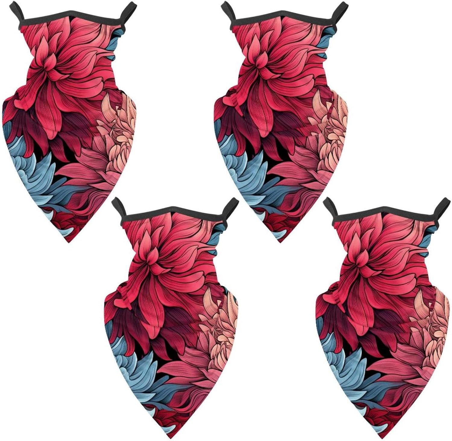4 Pack Snail Neck Gaiter Face Scarf Cover Sun Protection Balaclava Cloth Bandanas with Ear Loops