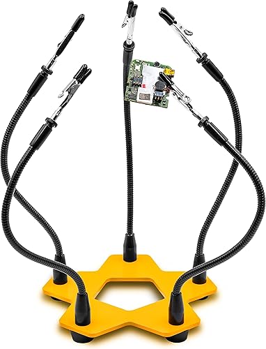 Miniatura 9 de KOTTO Helping Hands Herramienta de soldadura  4 brazos antideslizante  Base pesada de acero con clips resistentes  Soporte para placas de circuito