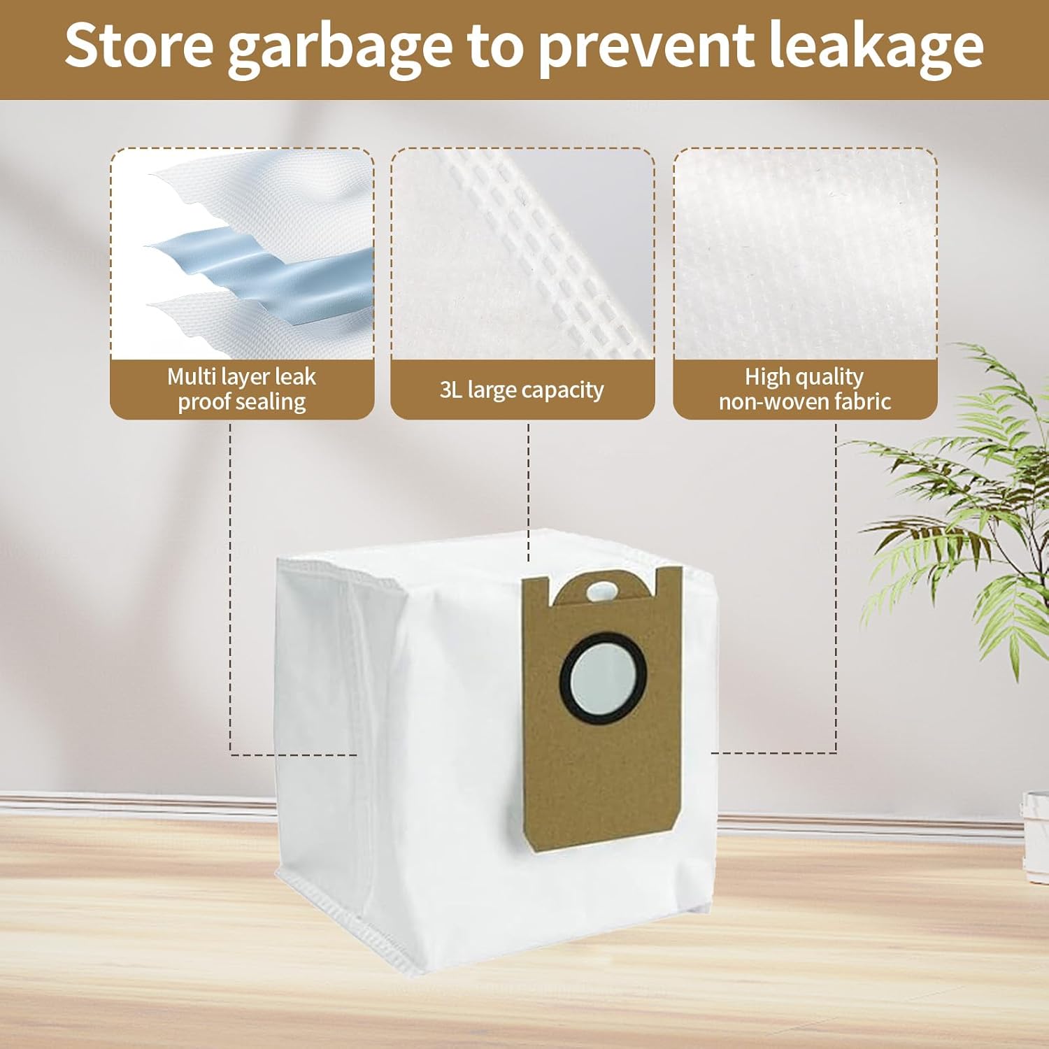 9-Pack Replacement Dust Bags compatible with Laresar L6 Pro/L6 Nex, Honiture Q6 Pro, AIRROBO T10+, Neabot NOMO N2, iHome AutoVac Nova S1 Pro Robot Vacuum