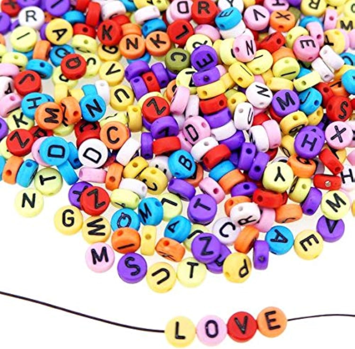 SHATCHI 400 Mix Colour Alphabets Letters 6.5mm Acrylic Jewellery Making Beads DIY Art and Craft Assorted, Multi