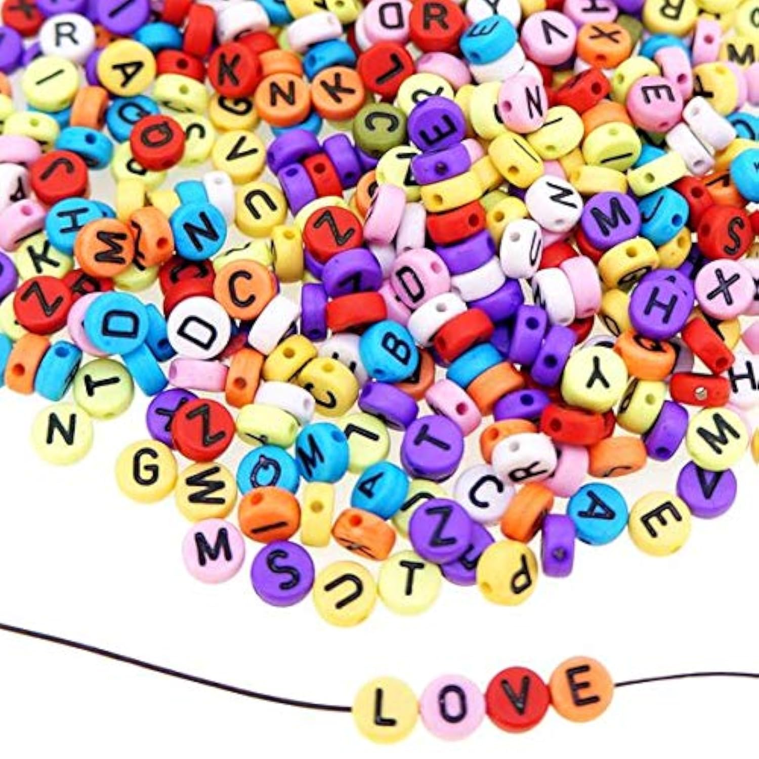 400 Mix Colour Alphabets Letters Beads 6.5mm Acrylic Jewellery Making Beads DIY Art And Craft Assorted