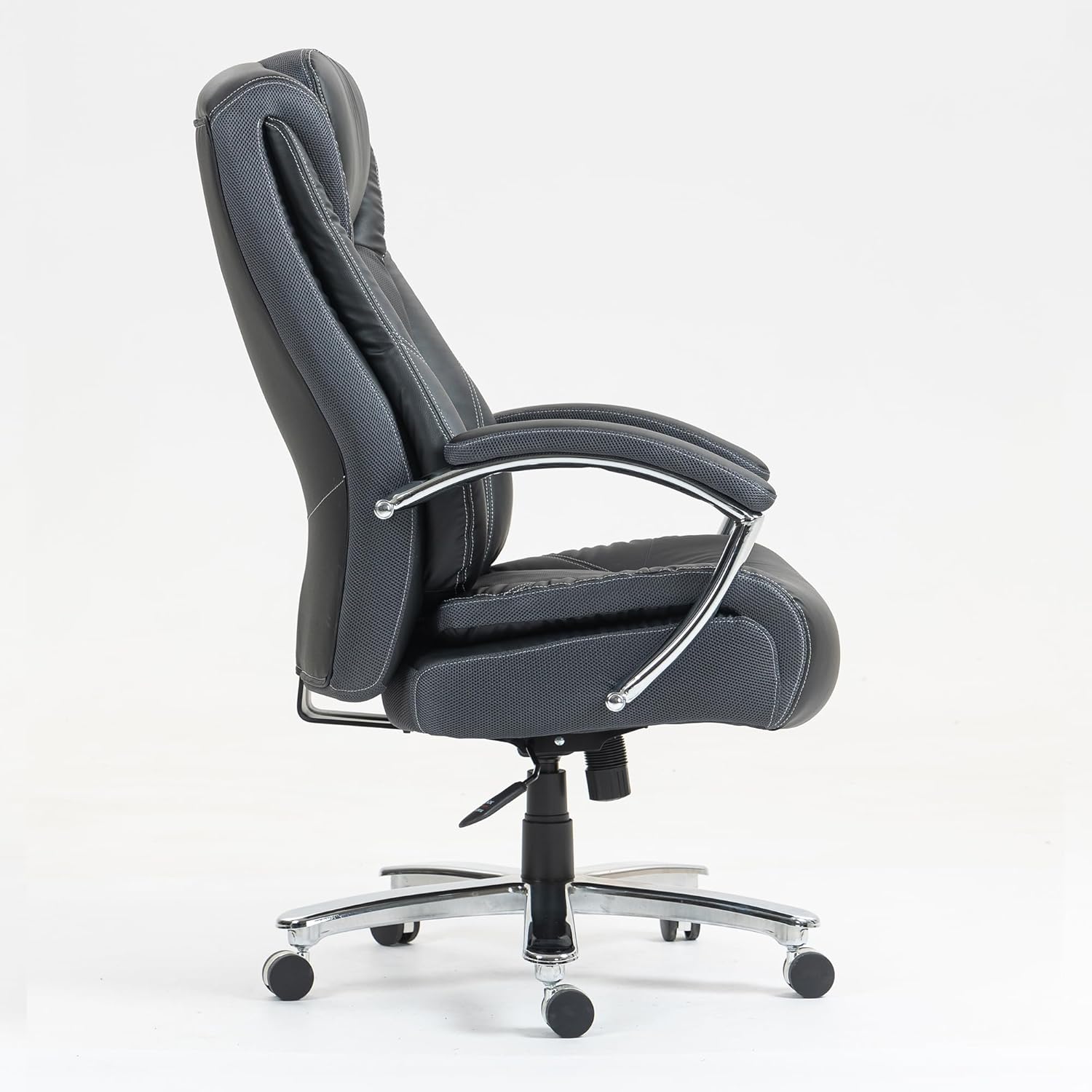 High Backrest PU Material Office Chair with Adjustable Height Big and Tall Office Chair Withheavy Duty Oversized Desk Chair, PU/Black