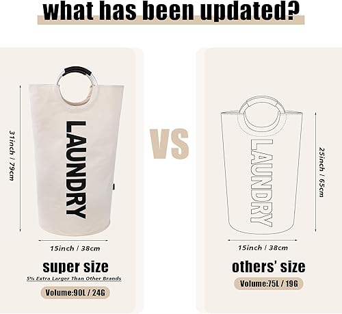 Miniatura 3 de Twira Cestas de lavandería Pro XL de 115 L, cesta de lavandería que se mantiene bien, bolsa de lavandería con asas acolchadas, cesta impermeable