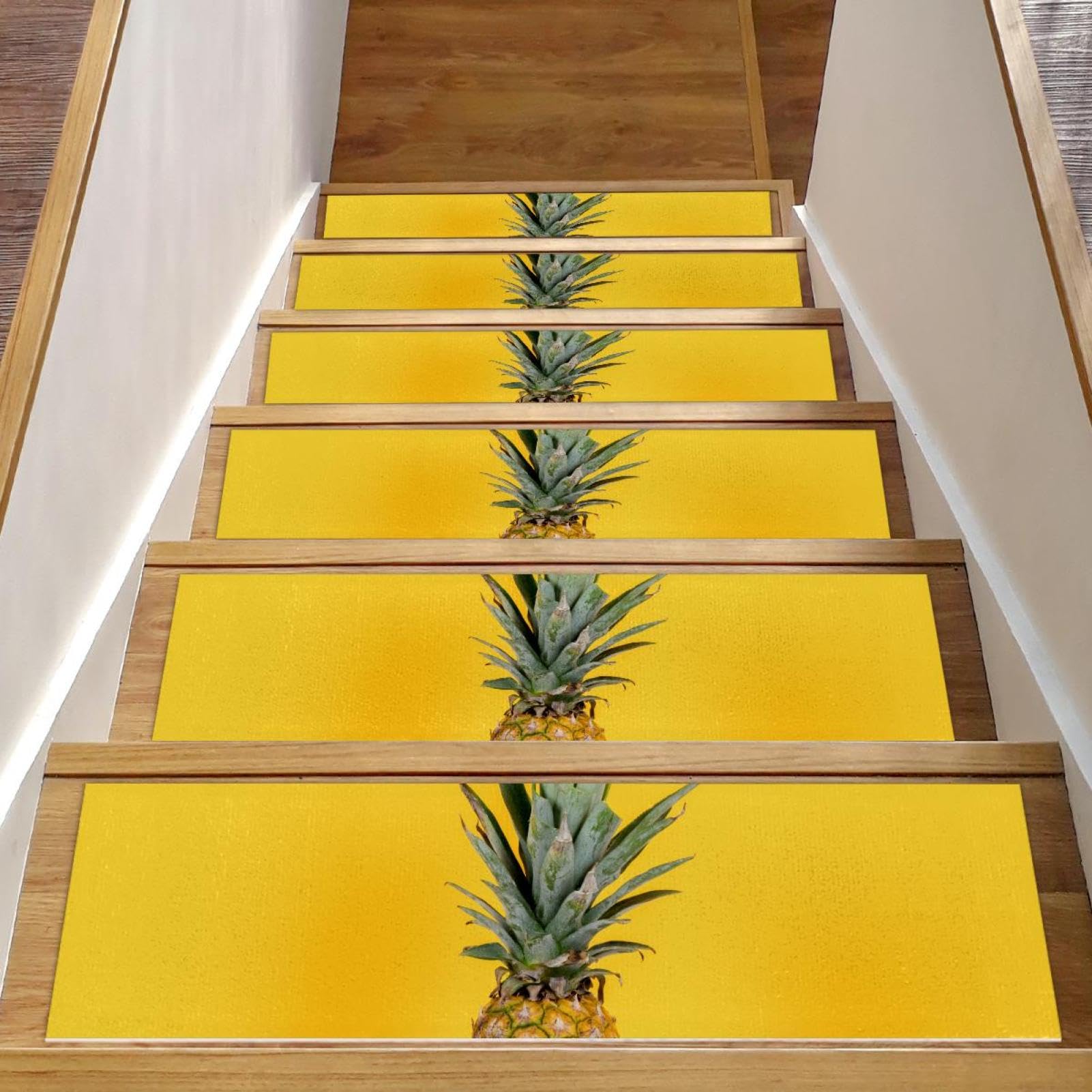 Tapis d'escalier antidérapants lot de 15 envers TPE protection marches bois jaune ananas