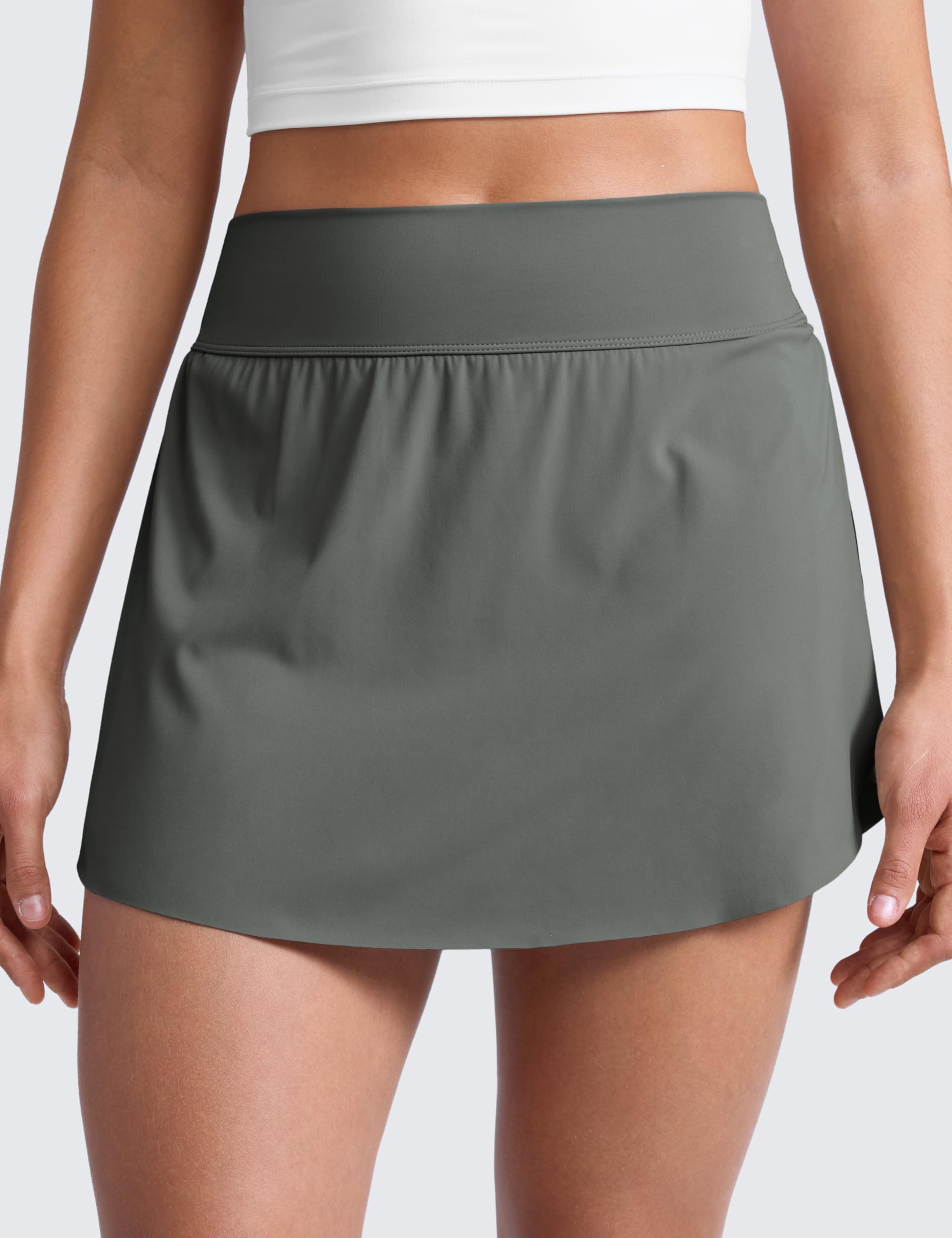 CRZ YOGA Damen Tennisrock Hohe Taille Seitenschlitz Running Workout Athletic Minirock A-Linie Skort mit Taschen