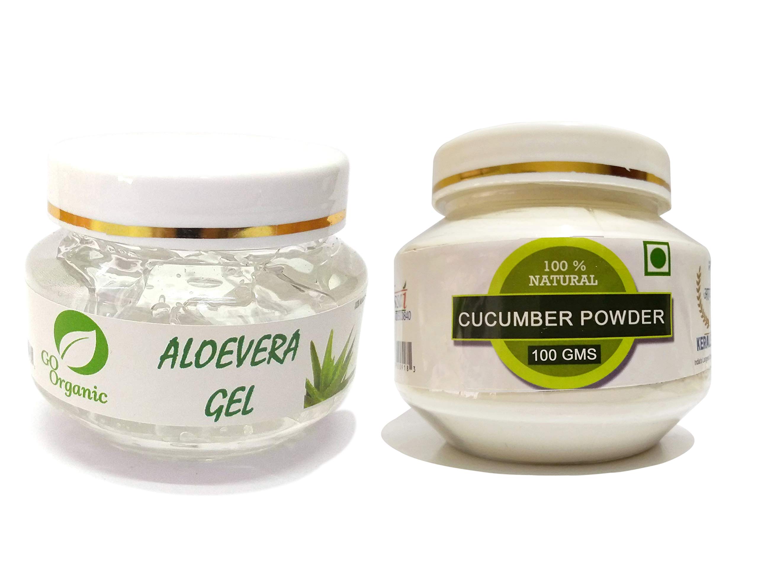 Combo of Cucumber Powder & Aloe Vera Gel (100gm Each) | Natural Skin Rejuvenation, Hydration & Nourishment for All Skin Types