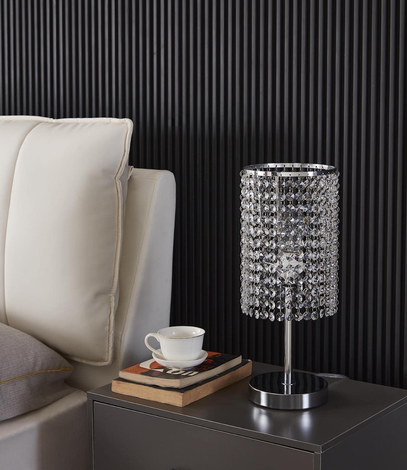 Surpars House Elegant Crystal Silver Table Lamp