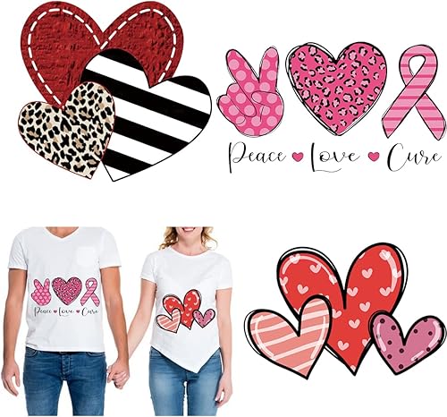 Miniatura 1 de Parches de vinilo termotransferible para el día de San Valentín parches de transferencia de calor apliques de corazón rojo y rosa para el día de San
