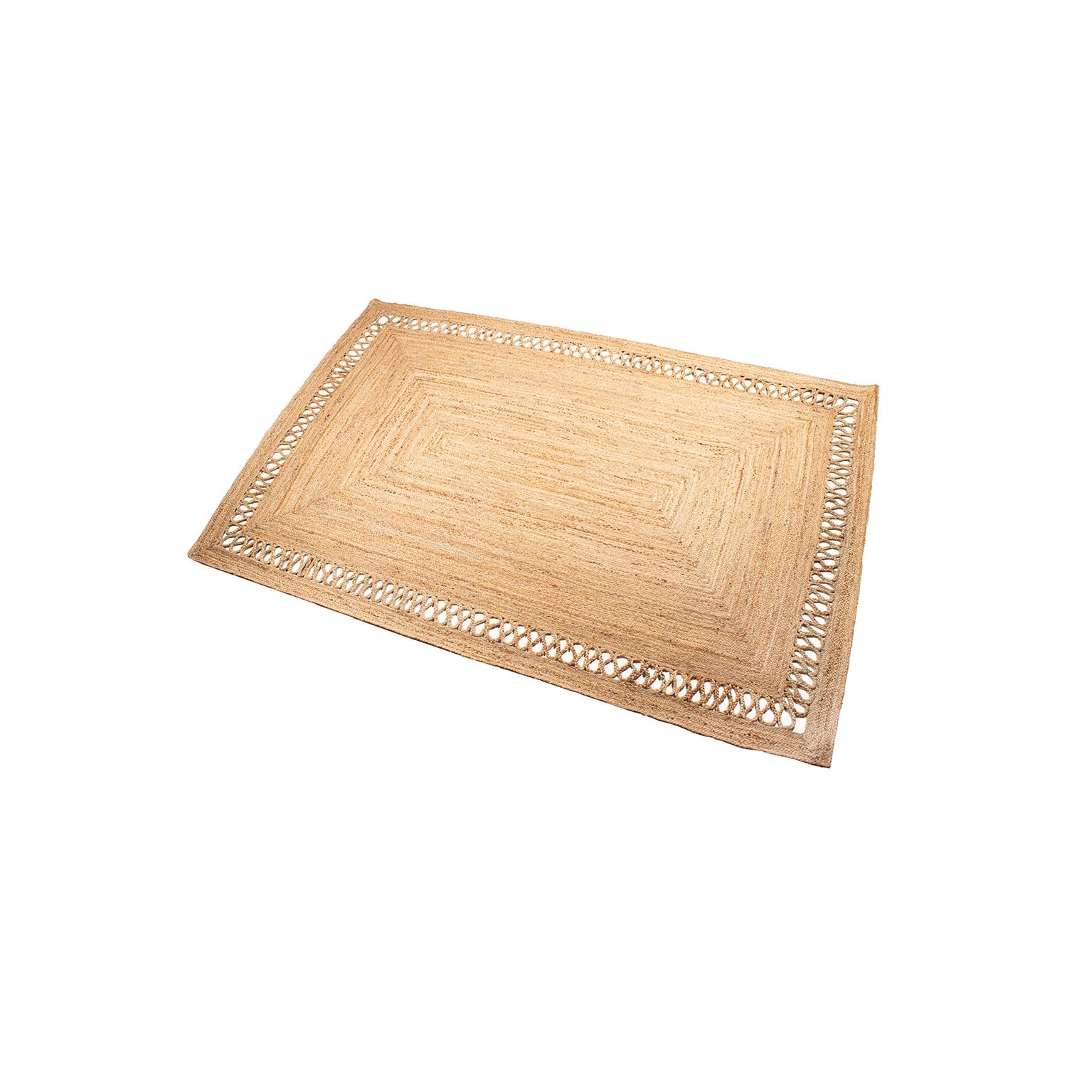 Tapis en jute 100x60 rectangle ajouré naturel pour réchauffer un sol glissant