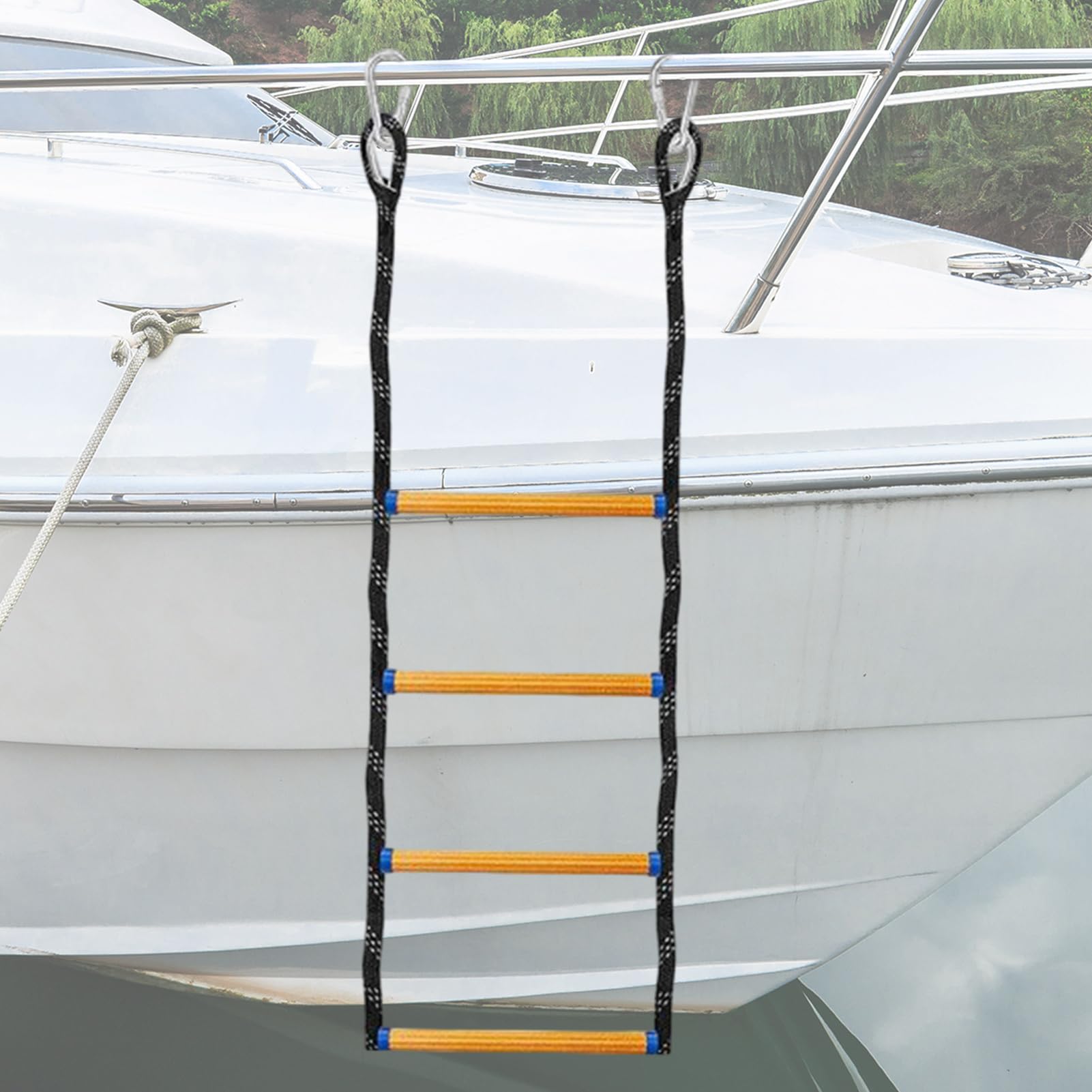 per Barche | Scaletta Pieghevole per Salita Agevole | Accessori Sicurezza Imbarco Accesso a Piscina Lago Kayak Zattera Nuoto