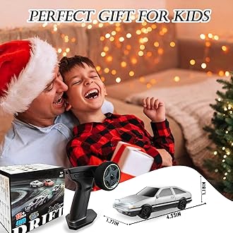 1/43 RC Drift Car, Mini Fast Small Remote Control Car with Gyroscope, 2.4GHz 4WD Full Proportional High Speed Micro Hobby RC Cars with Lights Racing Tires, Toy Model Gift for Adults Kids Boys Girls