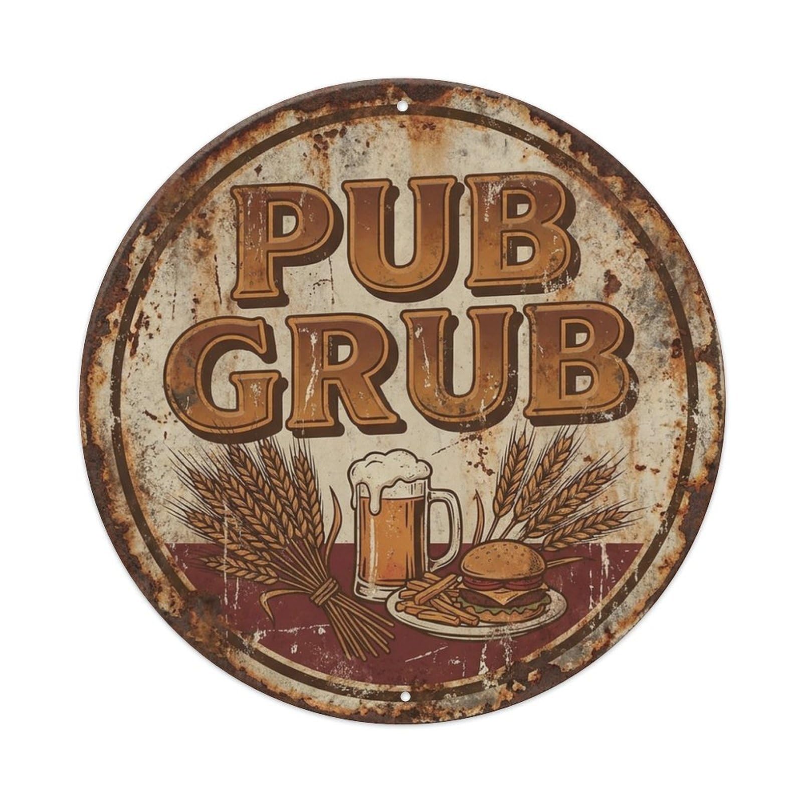 Pub Grub Beer Bar Signage Food Plate Mug Metal Tin Sign