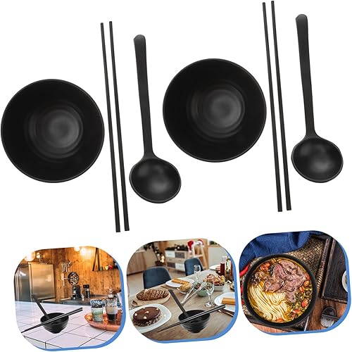 Miniatura 8 de DOITOOL Juego de cuencos japoneses pequeños de melamina para ramen, tazones de sopa asiáticos japoneses con cucharas, palillos para fideos, fideos,