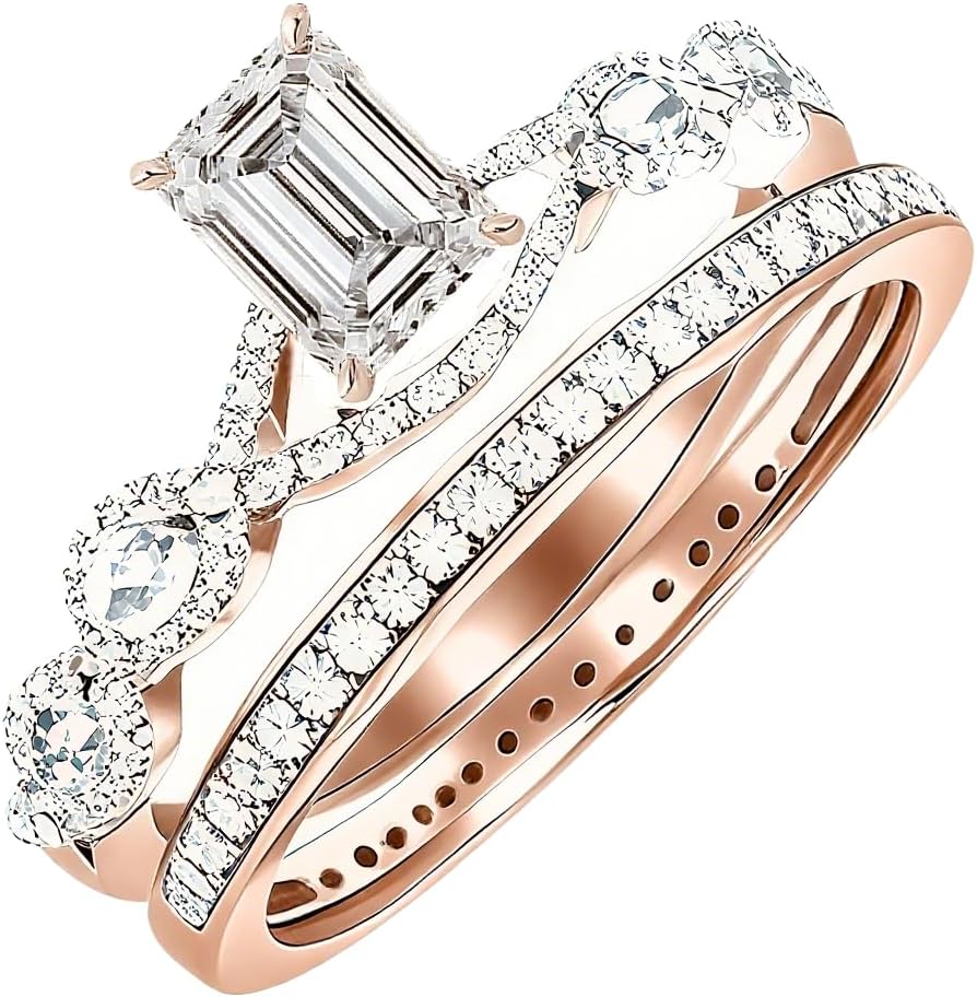 10K 14K 18K White/Yellow/Rose Gold IGI Certified Lab Grown Diamond Personalized Engagement Wedding Ring Set for Women 1-5 Carat D Color-VVS Clarity Size 3-15