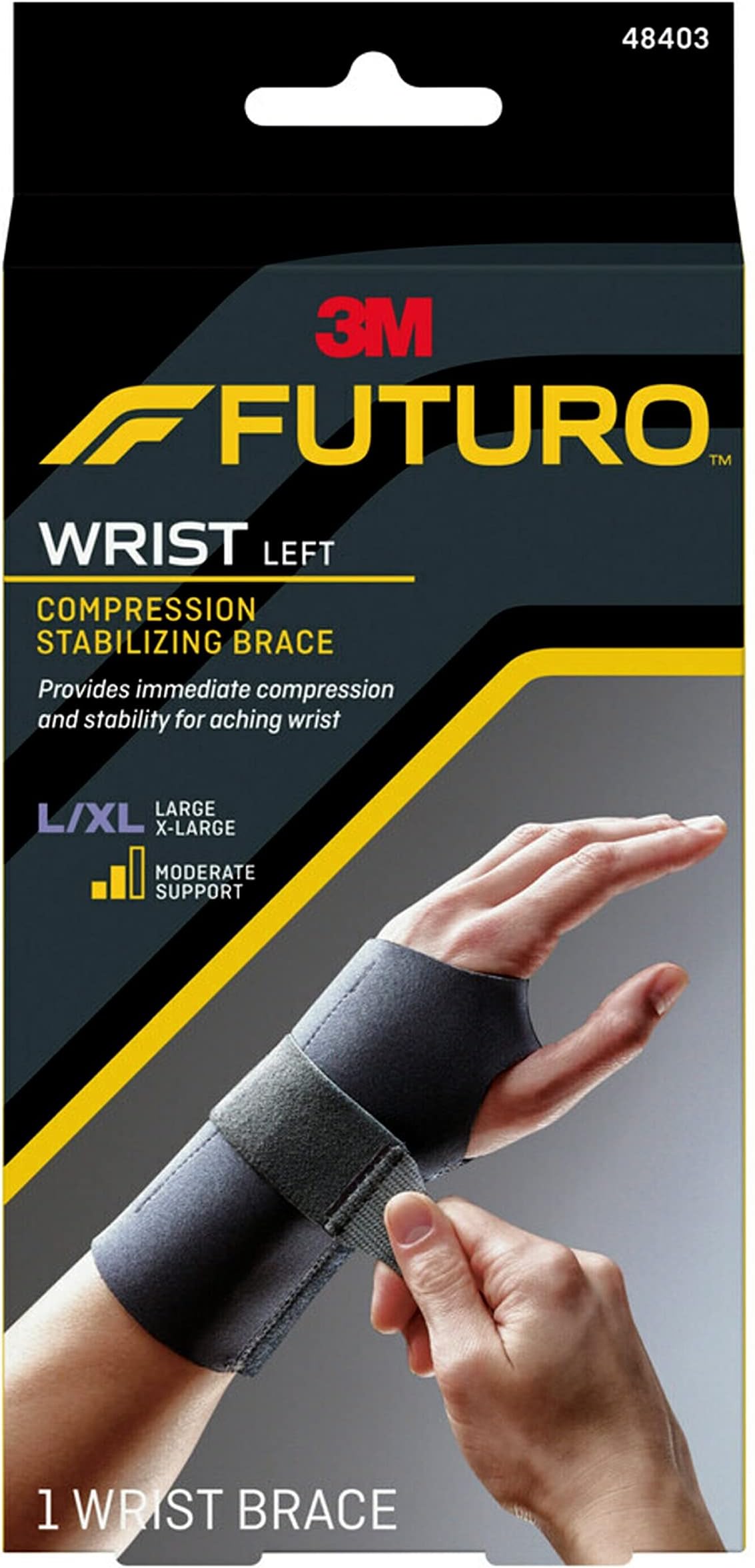 Compression Stabilizing Wrist Brace, Left Hand, L/XL