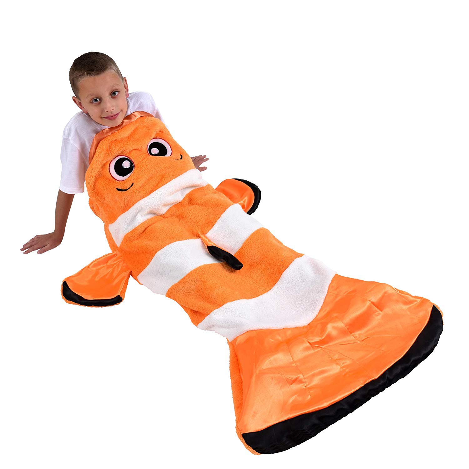 Snuggie Tails Comfy Cozy Super Soft Warm Clownfish Blanket for Kids, As Seen on TV