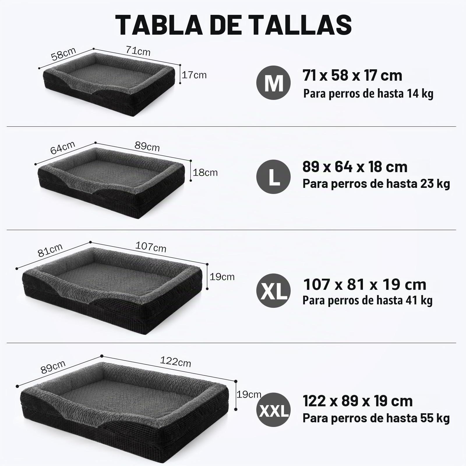 FURTIME Cama ortopédica para Perros Grandes, Cesta para Perros de Espuma viscoelástica XL, extraíble y Lavable, Cesta Antideslizante para Perros, sofá para Perros de Borde Alto, 107 x 81 x 19 cm