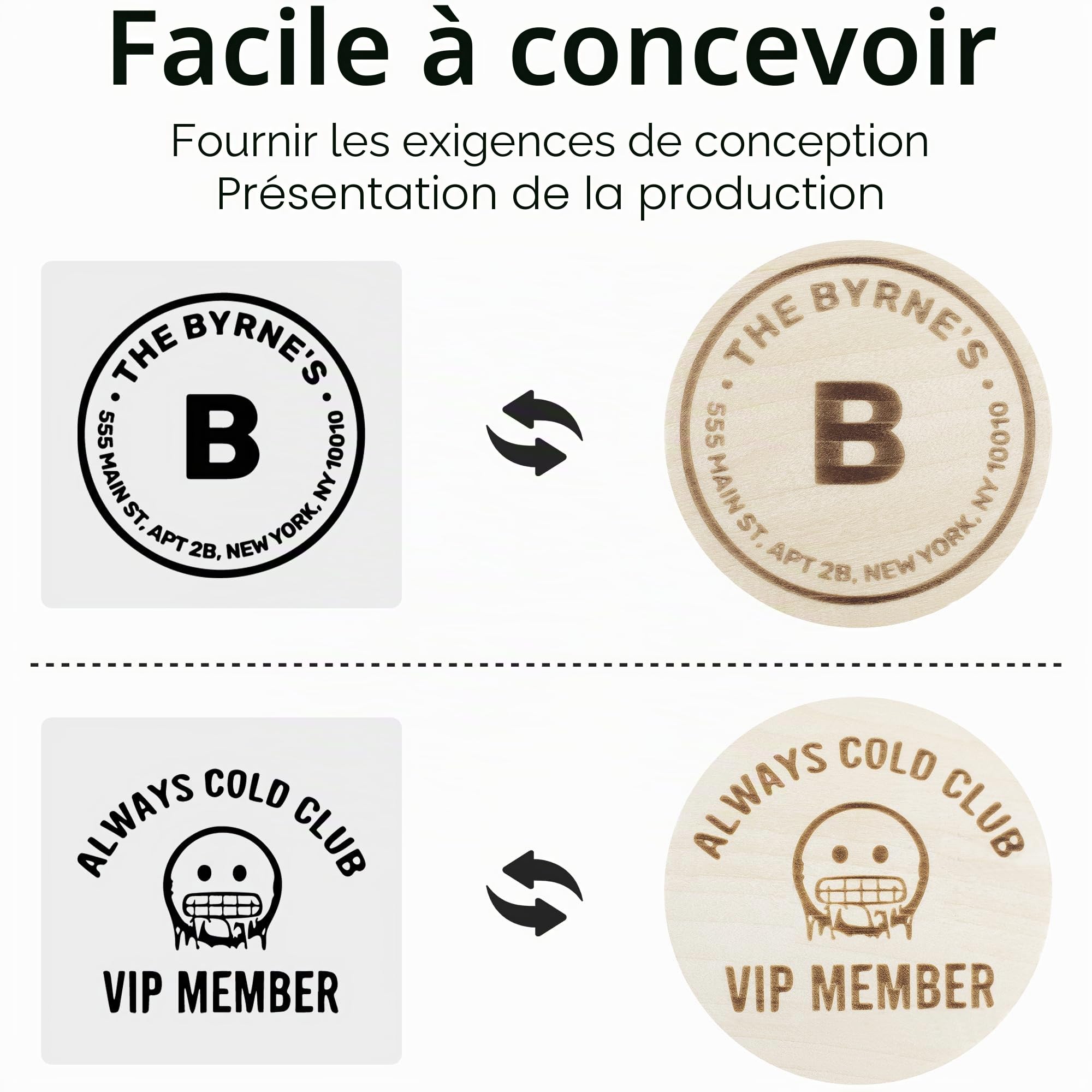Jeton en bois personnalisé gravé au laser 30 à 1000 pièces, texte logo couleur UV, jeton de poker pour bar fête