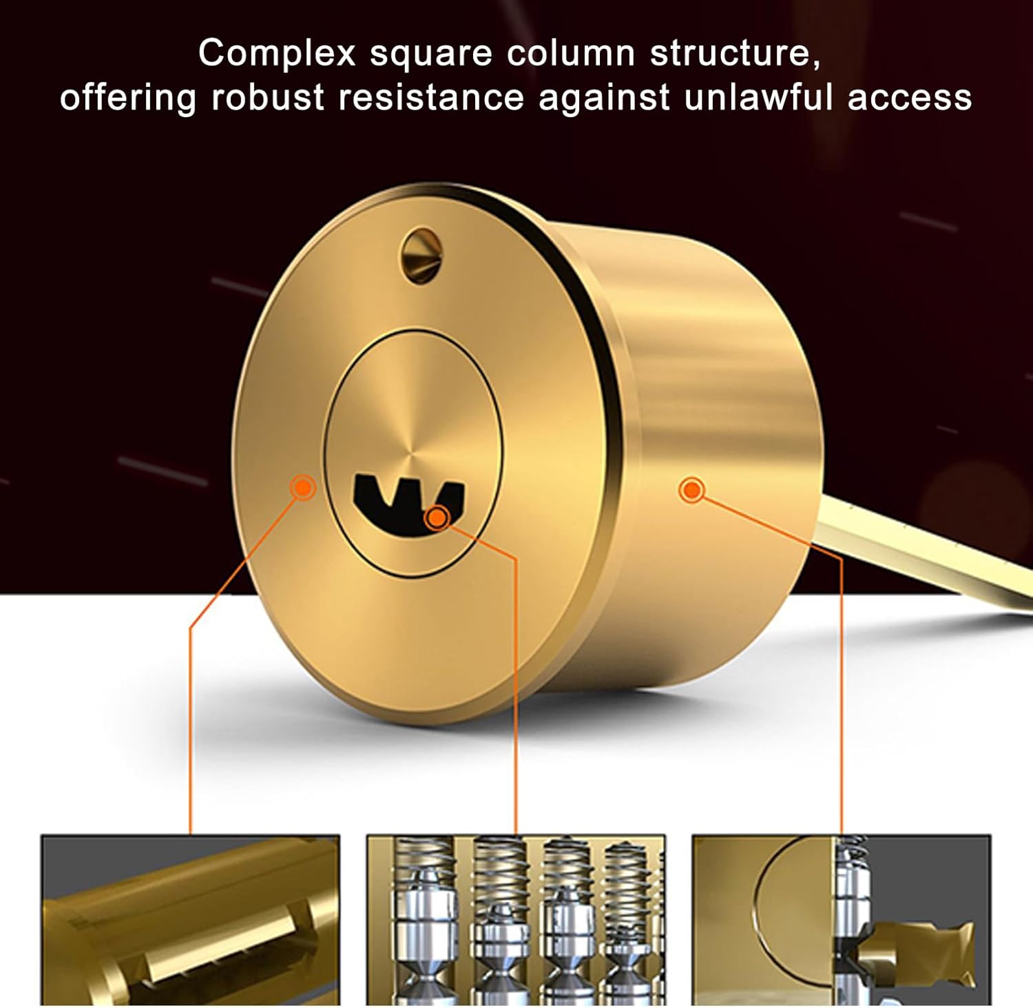 Secure Door Rim Lock, Deadbolt Set with Keys, Copper Core Square Column, Enhanced Home & Gate Safety, Thickened Steel, Vertical Keyway Lock Set