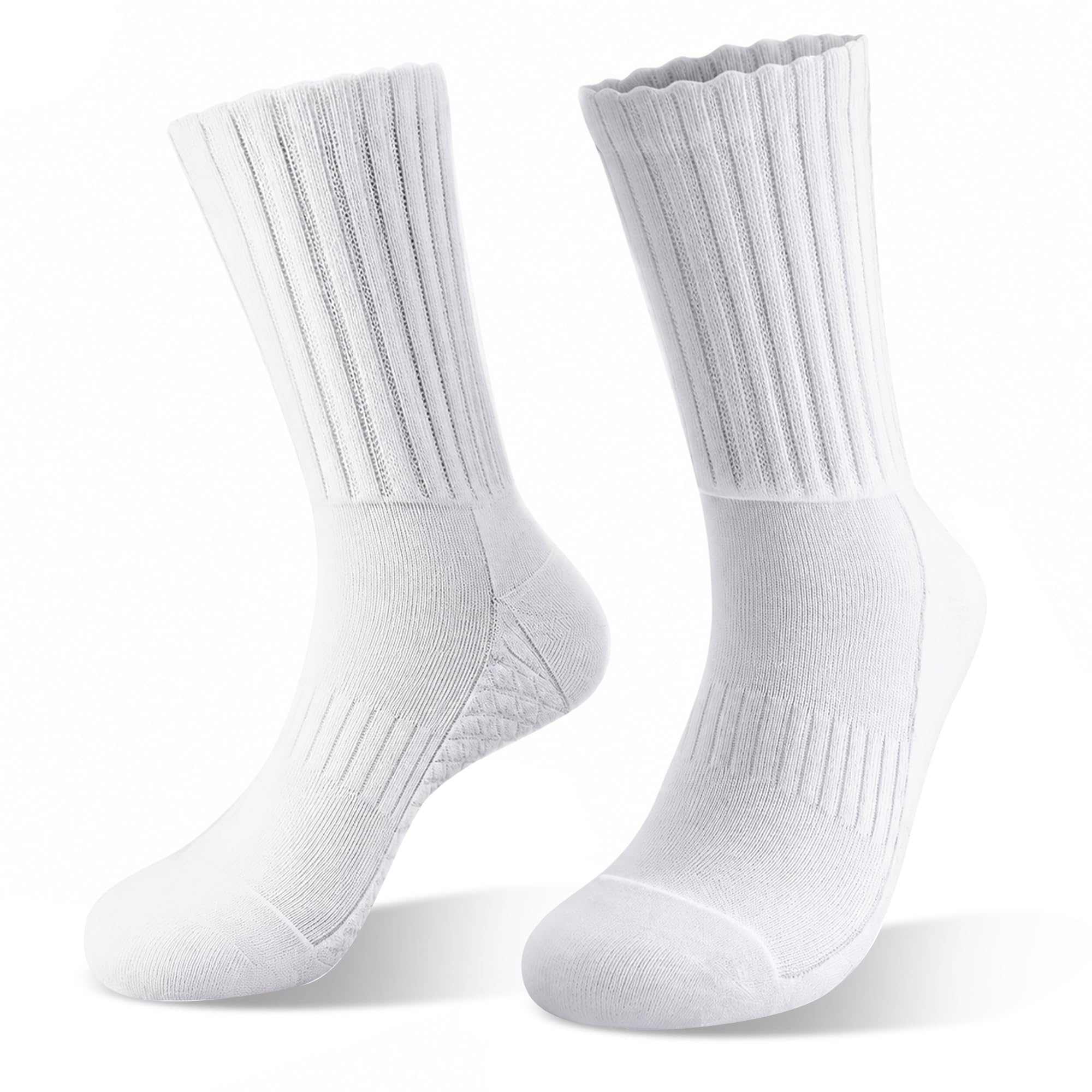 mickee Men & Women Compression Running Socks | Cushion Crew Athletic Socks| Coolmax Anti-Blister, Moisture-Wicking & Anti-Slip | Basketball, Hiking & Training